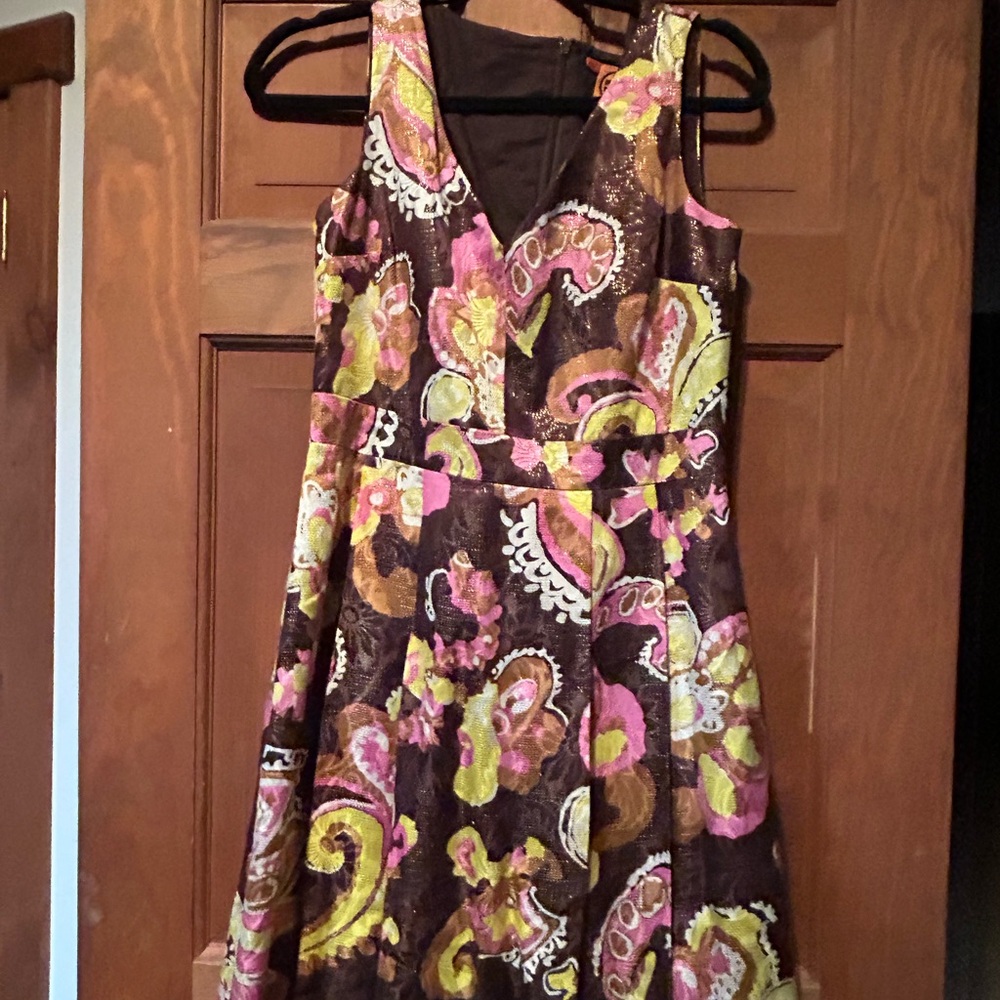 Floral Sleeveless Dress - Brown, Pink, Yellow